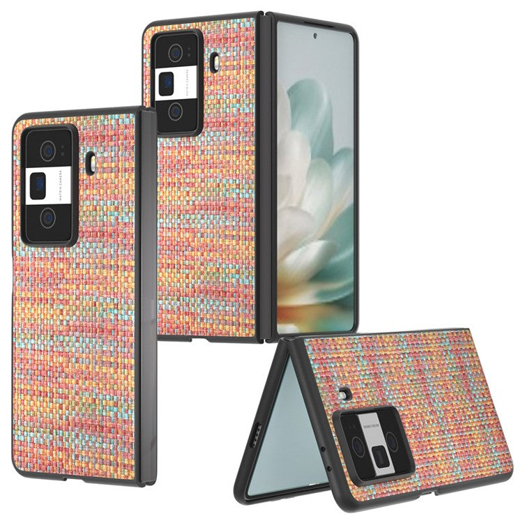 For Honor Magic Vs3 5G Case Leather+PC Phone Cover Plaid Texture - Orange Red