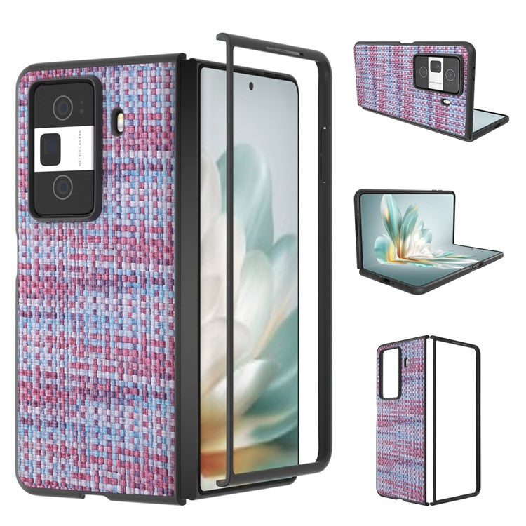 For Honor Magic Vs3 5G Case Leather+PC Phone Cover Plaid Texture - Purple