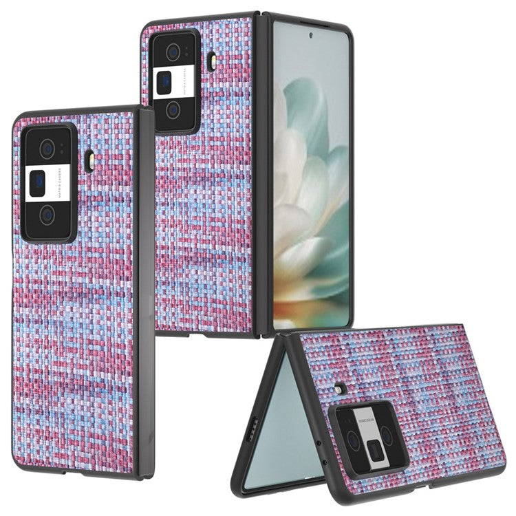 For Honor Magic Vs3 5G Case Leather+PC Phone Cover Plaid Texture - Purple