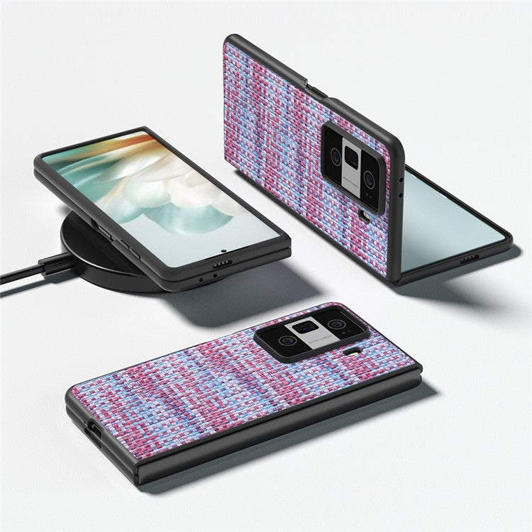 For Honor Magic Vs3 5G Case Leather+PC Phone Cover Plaid Texture - Purple