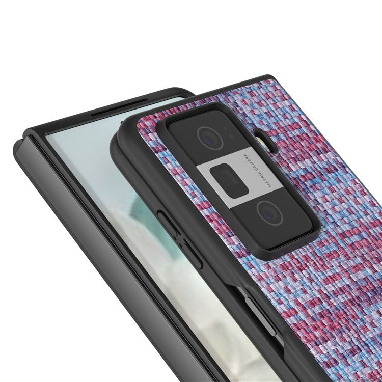 For Honor Magic Vs3 5G Case Leather+PC Phone Cover Plaid Texture - Purple