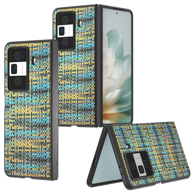 For Honor Magic Vs3 5G Case Leather+PC Phone Cover Plaid Texture - Gold