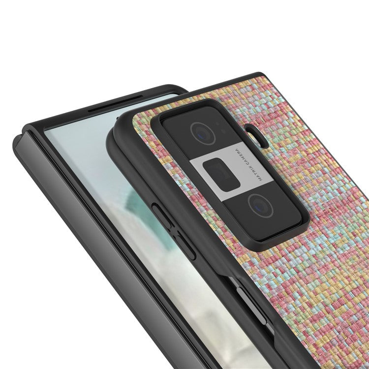 For Honor Magic Vs3 5G Case Leather+PC Phone Cover Plaid Texture - Pink