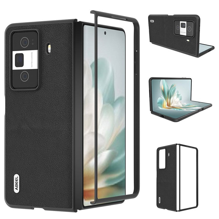 ABEEL For Honor Magic Vs3 5G Case Genuine Cow Leather Hard PC Phone Cover - Black