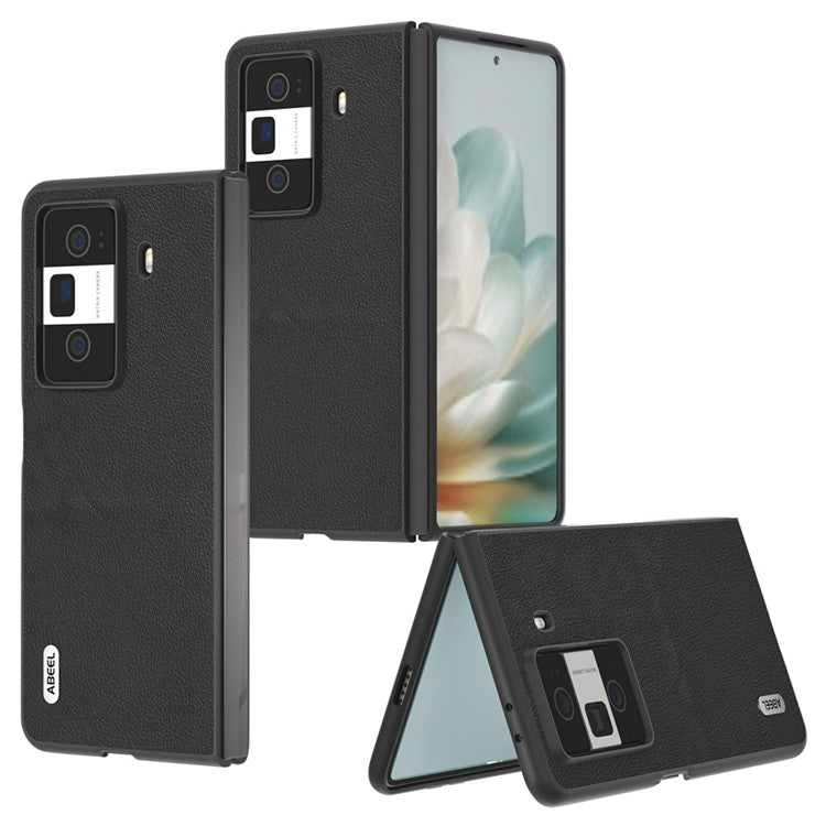 ABEEL For Honor Magic Vs3 5G Case Genuine Cow Leather Hard PC Phone Cover - Black