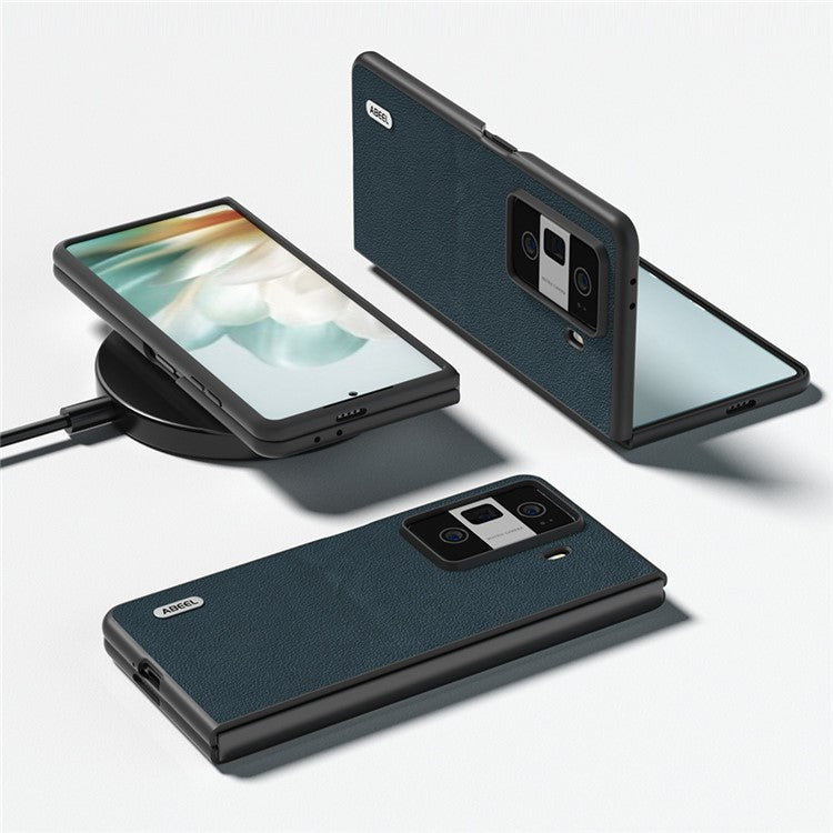 ABEEL For Honor Magic Vs3 5G Case Genuine Cow Leather Hard PC Phone Cover - Green