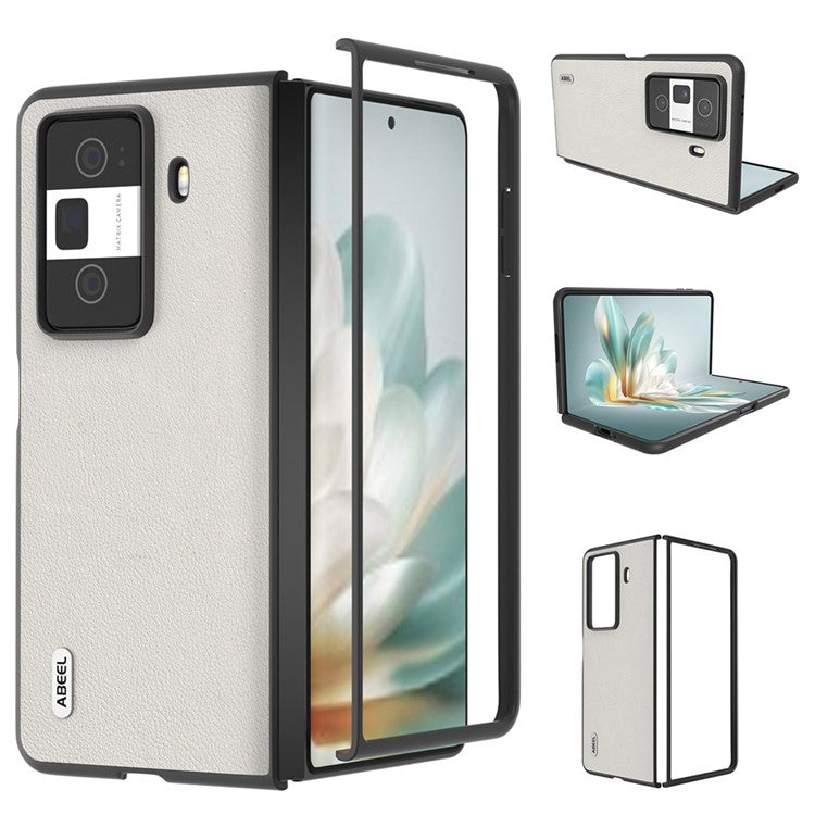 ABEEL For Honor Magic Vs3 5G Case Genuine Cow Leather Hard PC Phone Cover - Grey