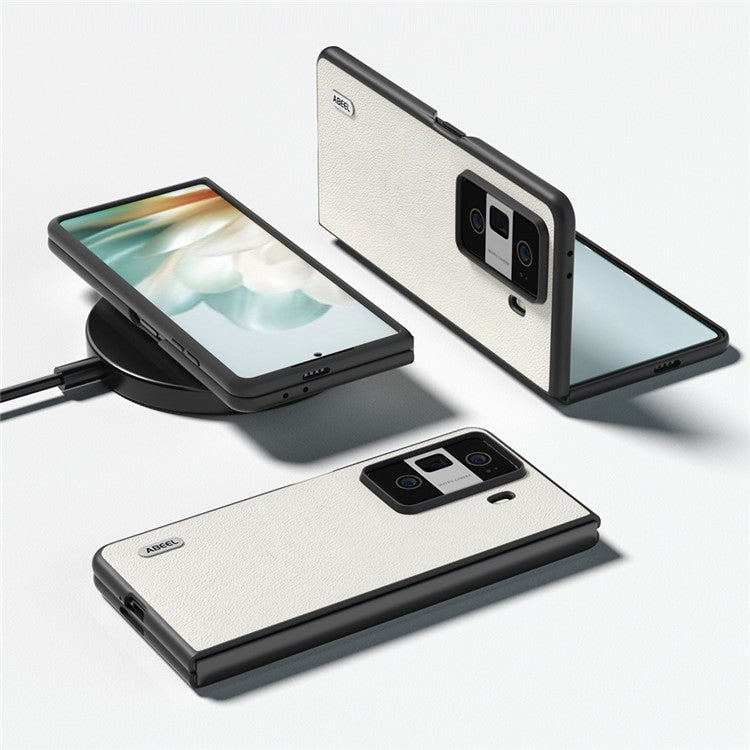 ABEEL For Honor Magic Vs3 5G Case Genuine Cow Leather Hard PC Phone Cover - Grey