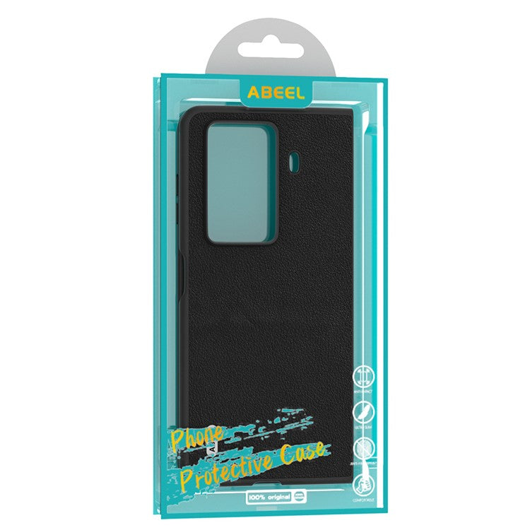 ABEEL For Honor Magic Vs3 5G Case Genuine Cow Leather Hard PC Phone Cover - Grey