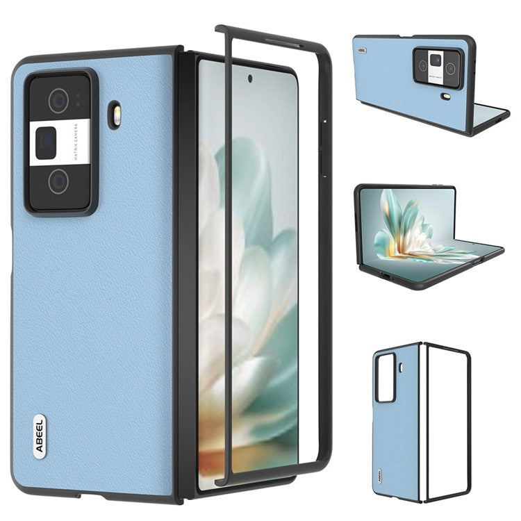 ABEEL For Honor Magic Vs3 5G Case Genuine Cow Leather Hard PC Phone Cover - Blue