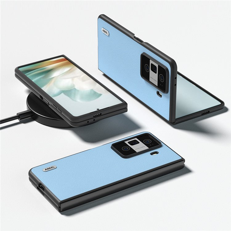 ABEEL For Honor Magic Vs3 5G Case Genuine Cow Leather Hard PC Phone Cover - Blue