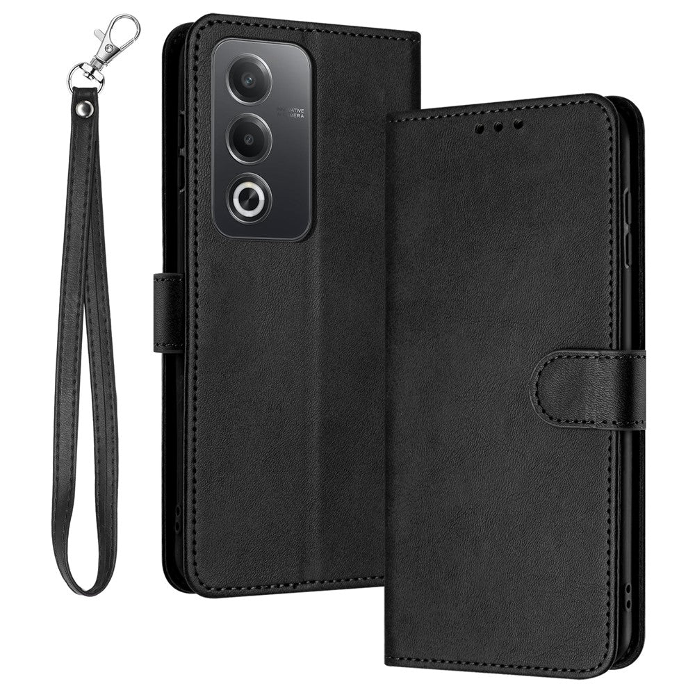 For Oppo K12x 5G (India) / A3 Pro (India) 5G / (Global) 5G Case Flip Stand PU Leather Wallet Phone Cover Calf Texture - Black