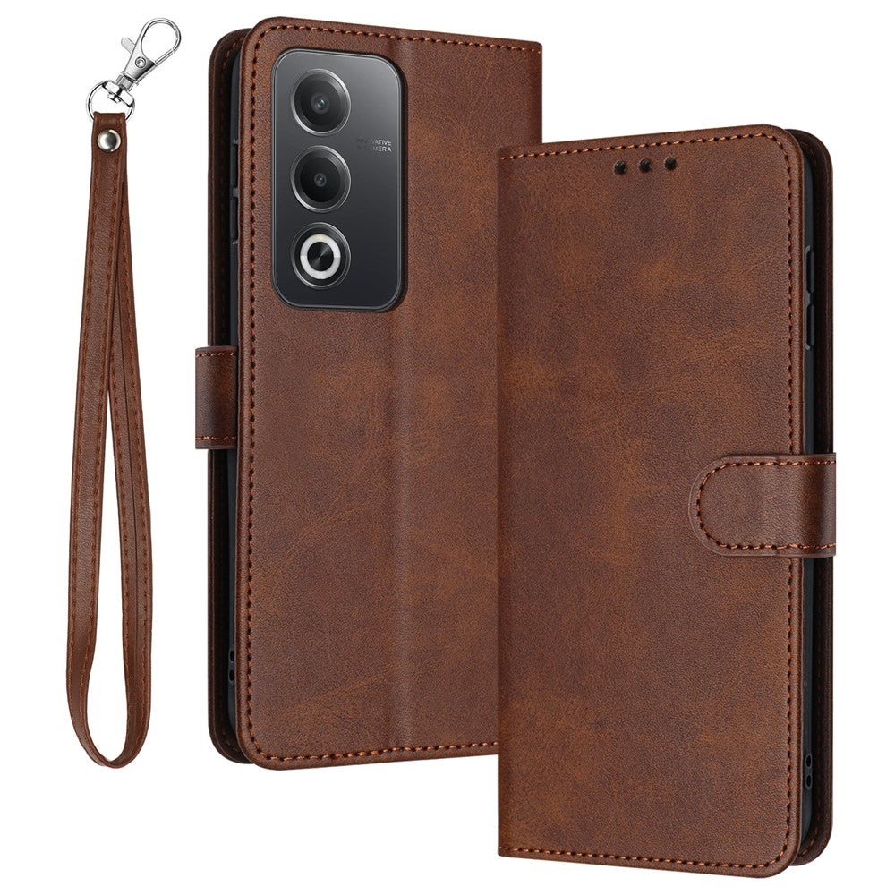 For Oppo K12x 5G (India) / A3 Pro (India) 5G / (Global) 5G Case Flip Stand PU Leather Wallet Phone Cover Calf Texture - Brown