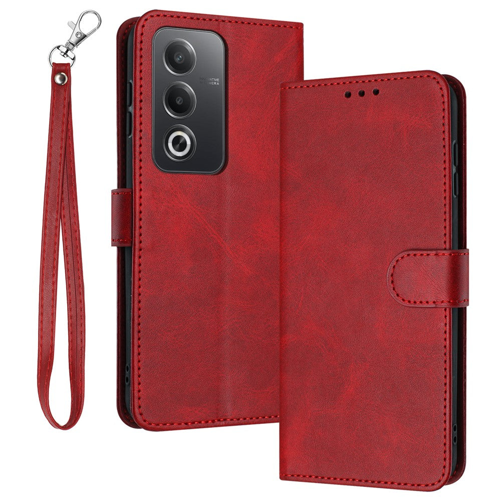 For Oppo K12x 5G (India) / A3 Pro (India) 5G / (Global) 5G Case Flip Stand PU Leather Wallet Phone Cover Calf Texture - Red