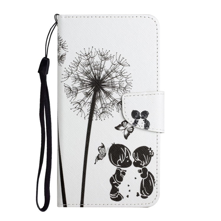 For iPhone 16 Case Pattern Printing Protective Leather Folio Phone Cover - Dandelion