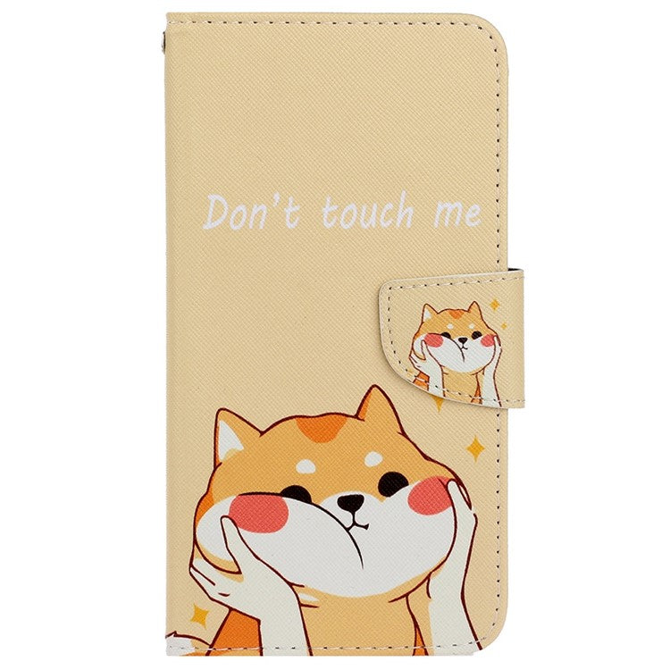 For iPhone 16 Pro Case Pattern Printing Protective Leather Folio Phone Cover - Shiba Inu