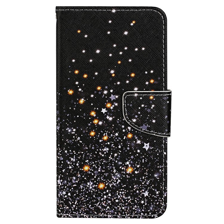 For Samsung Galaxy S24 FE Case Pattern Printing Protective Leather Folio Phone Cover - Black Pentagram