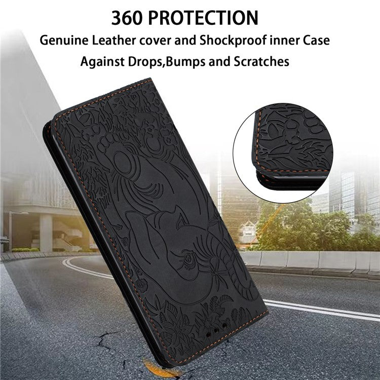 For iPhone 16 Plus Case PU Leather Wallet Phone Cover Elephant Pattern - Black