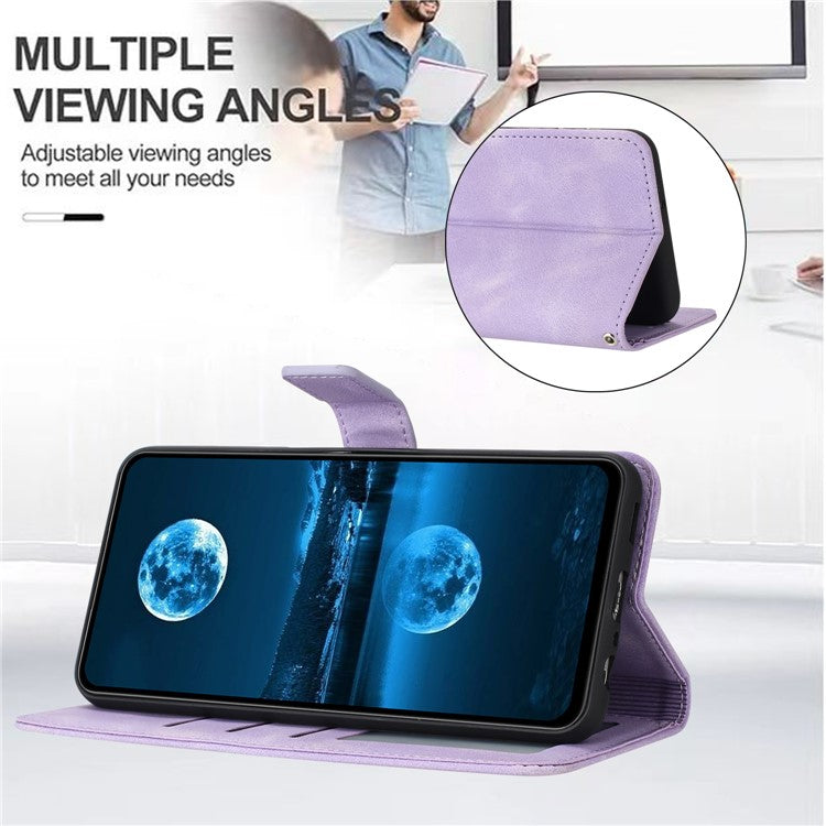 For iPhone 16 Pro Leather Case Solid Color Wallet Protective Phone Cover - Purple