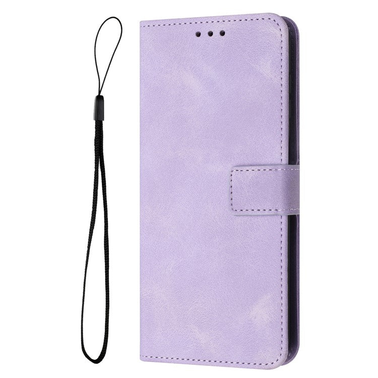 For iPhone 16 Pro Leather Case Solid Color Wallet Protective Phone Cover - Purple