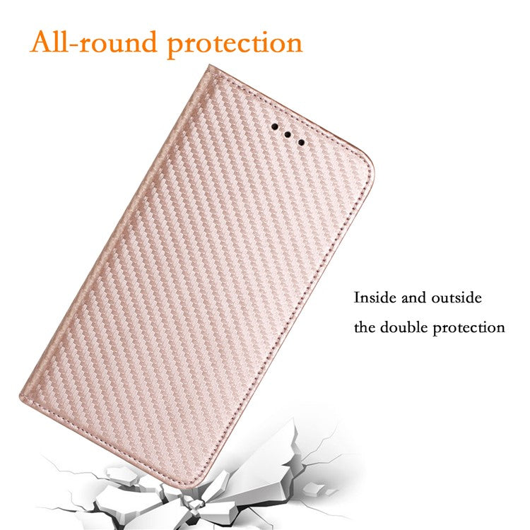 For iPhone 16 Case Leather Flip Phone Cover Stand Strong Magnetic Closure - Rose Gold