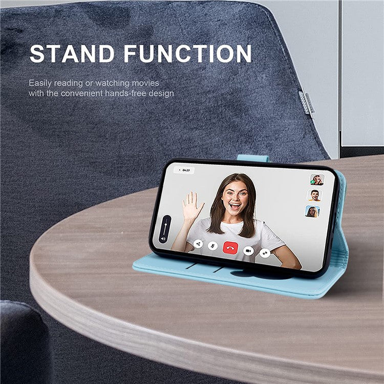 For Google Pixel 7a Case Wallet Cat Pattern Imprinted Leather Phone Cover - Sky Blue