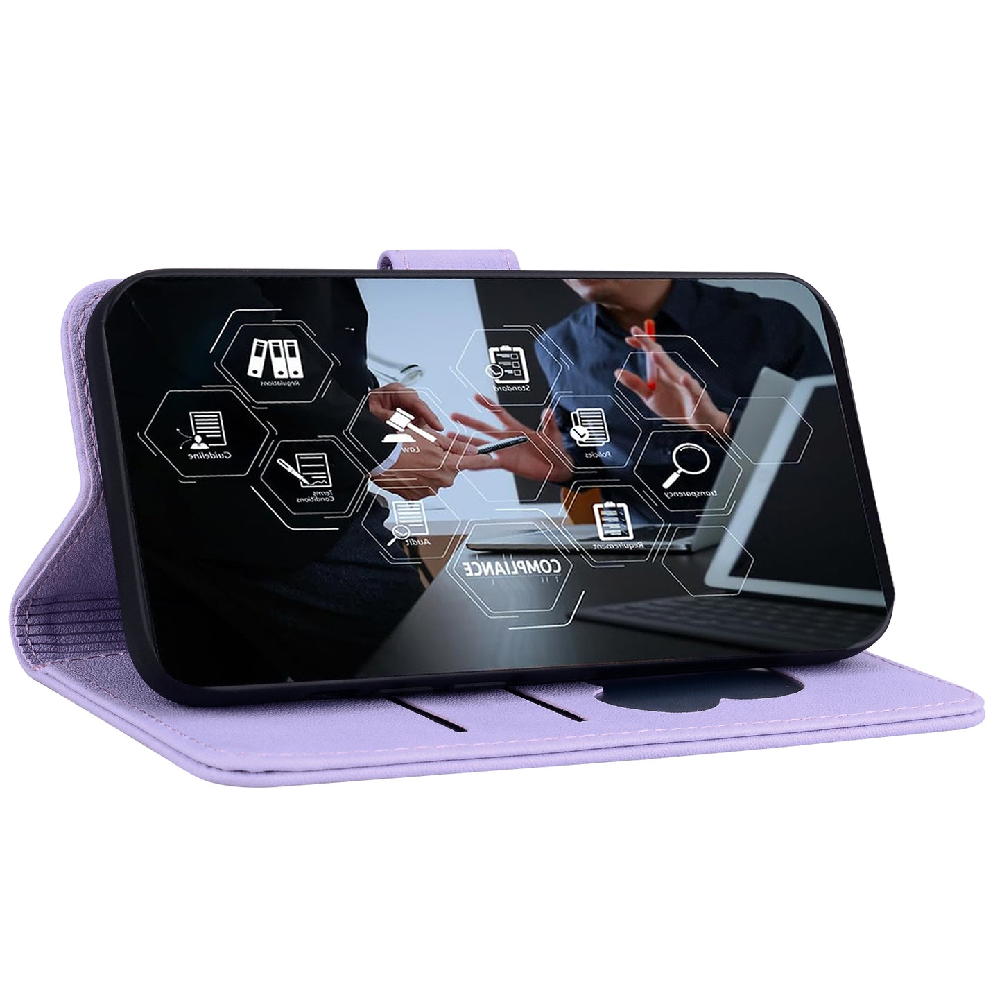 For Samsung Galaxy A16 5G / A16 4G Case Wallet Cat Pattern Imprinted Leather Phone Cover - Purple