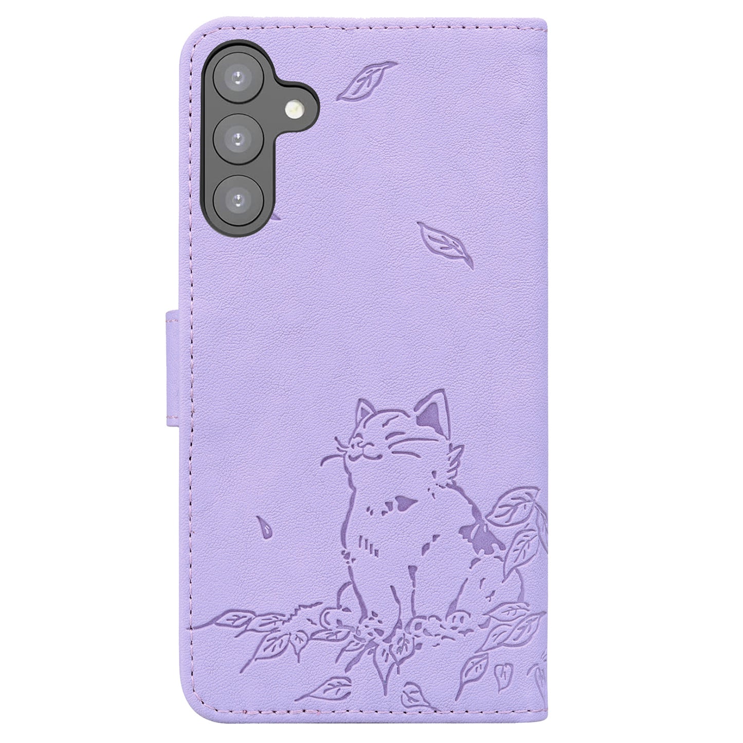 For Samsung Galaxy A16 5G / A16 4G Case Wallet Cat Pattern Imprinted Leather Phone Cover - Purple