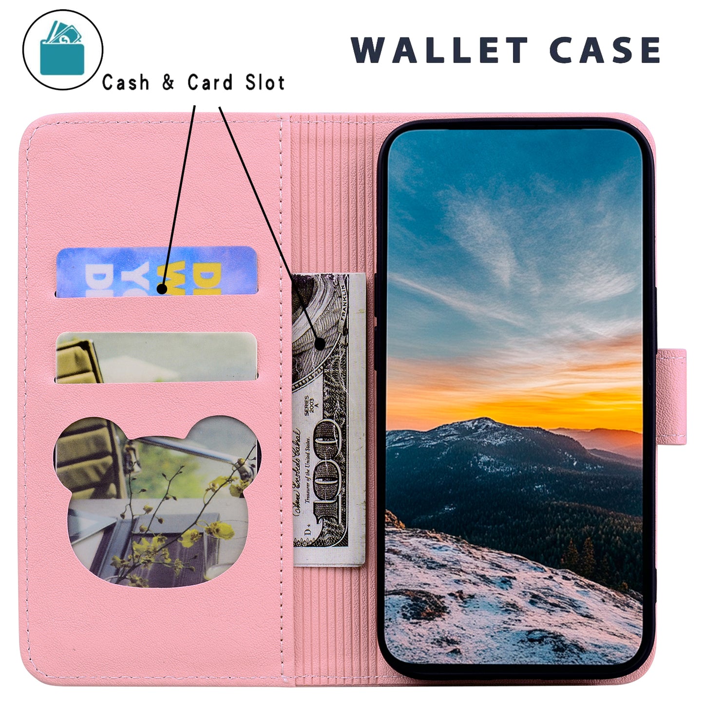 For Samsung Galaxy A16 5G / A16 4G Case Wallet Cat Pattern Imprinted Leather Phone Cover - Pink