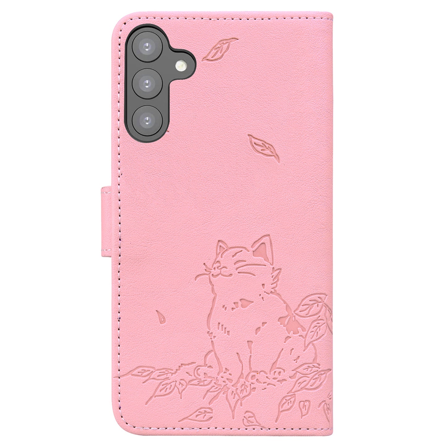 For Samsung Galaxy A16 5G / A16 4G Case Wallet Cat Pattern Imprinted Leather Phone Cover - Pink