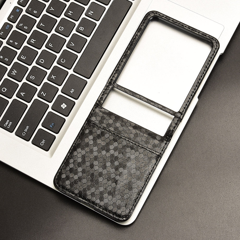 For Motorola Razr 50 Ultra 5G Phone Case with Card Holder Imprinted Dot Pattern Leather Phone Cover - Black