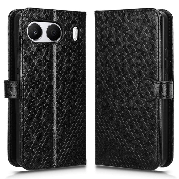 For OnePlus Nord 4 Wallet Case Dot Pattern Imprint PU Leather Phone Cover - Black