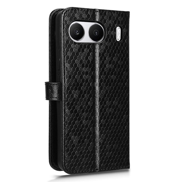 For OnePlus Nord 4 Wallet Case Dot Pattern Imprint PU Leather Phone Cover - Black
