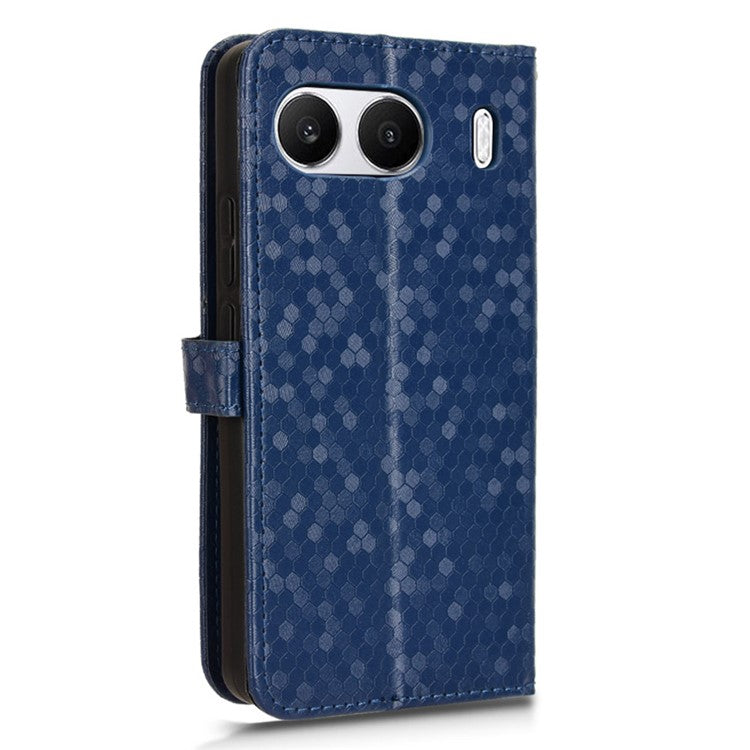 For OnePlus Nord 4 Wallet Case Dot Pattern Imprint PU Leather Phone Cover - Dark Blue