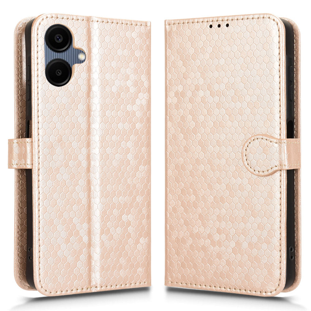For Samsung Galaxy A06 Wallet Case Dot Pattern Imprint PU Leather Phone Cover - Rose Gold