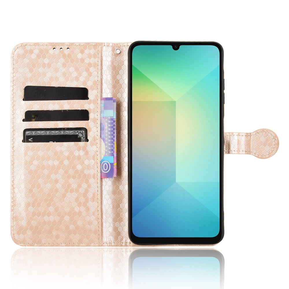 For Samsung Galaxy A06 Wallet Case Dot Pattern Imprint PU Leather Phone Cover - Rose Gold