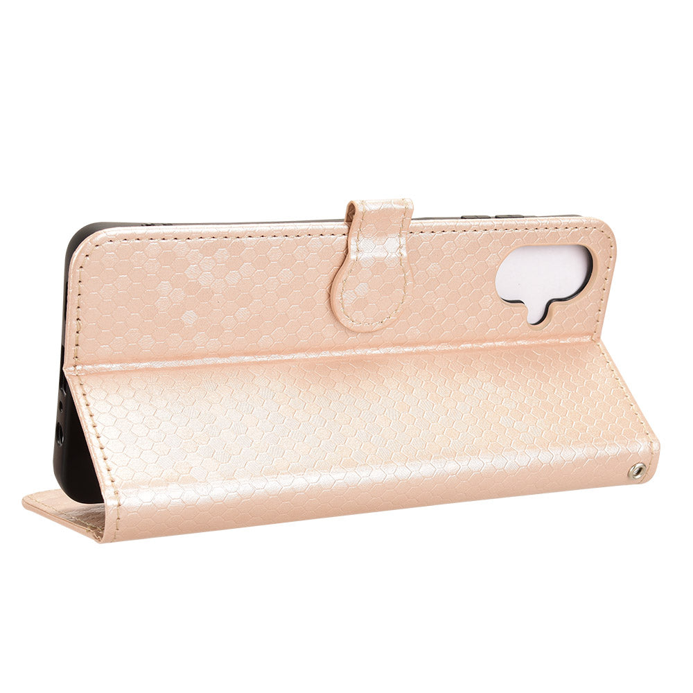 For Samsung Galaxy A06 Wallet Case Dot Pattern Imprint PU Leather Phone Cover - Rose Gold