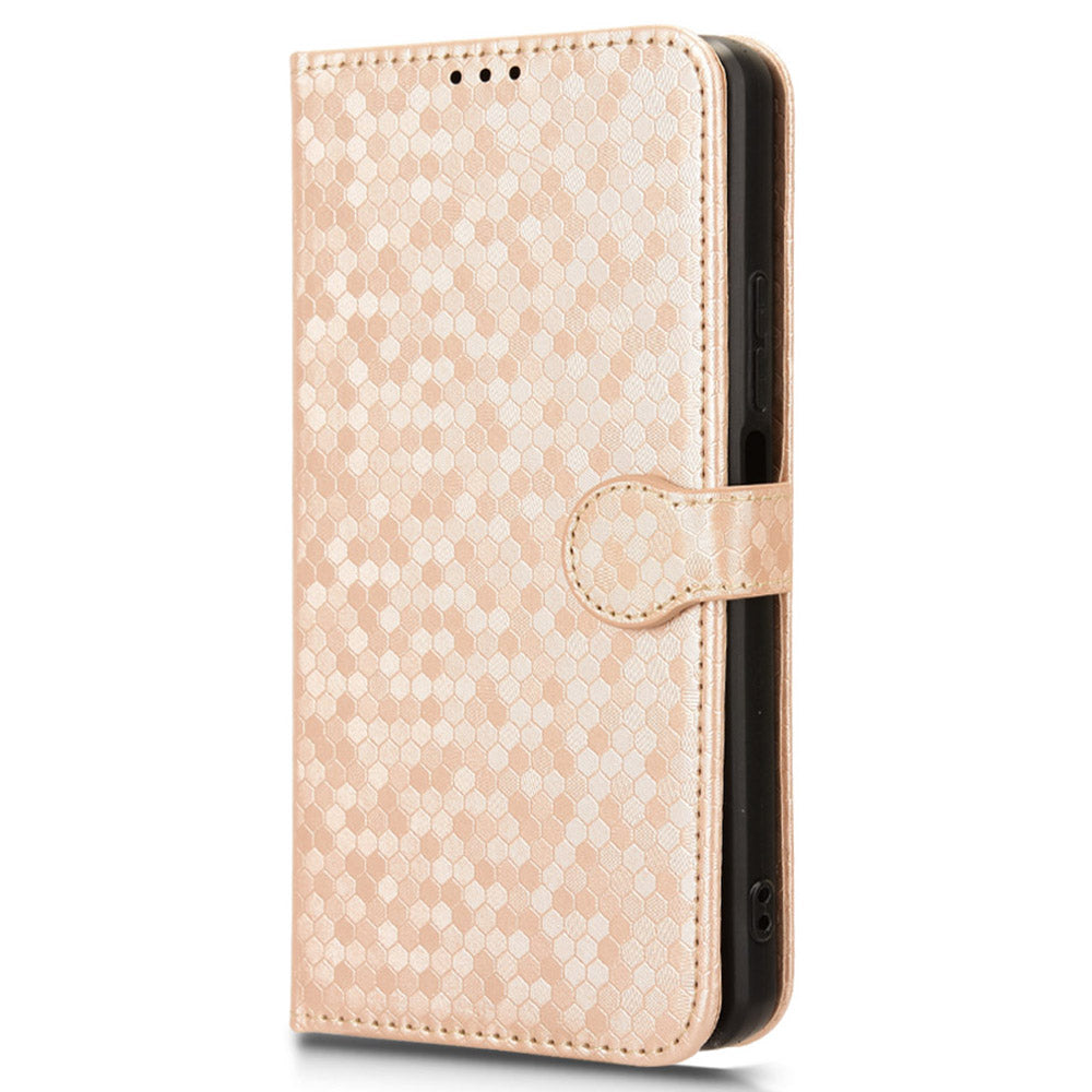 For Samsung Galaxy A06 Wallet Case Dot Pattern Imprint PU Leather Phone Cover - Rose Gold