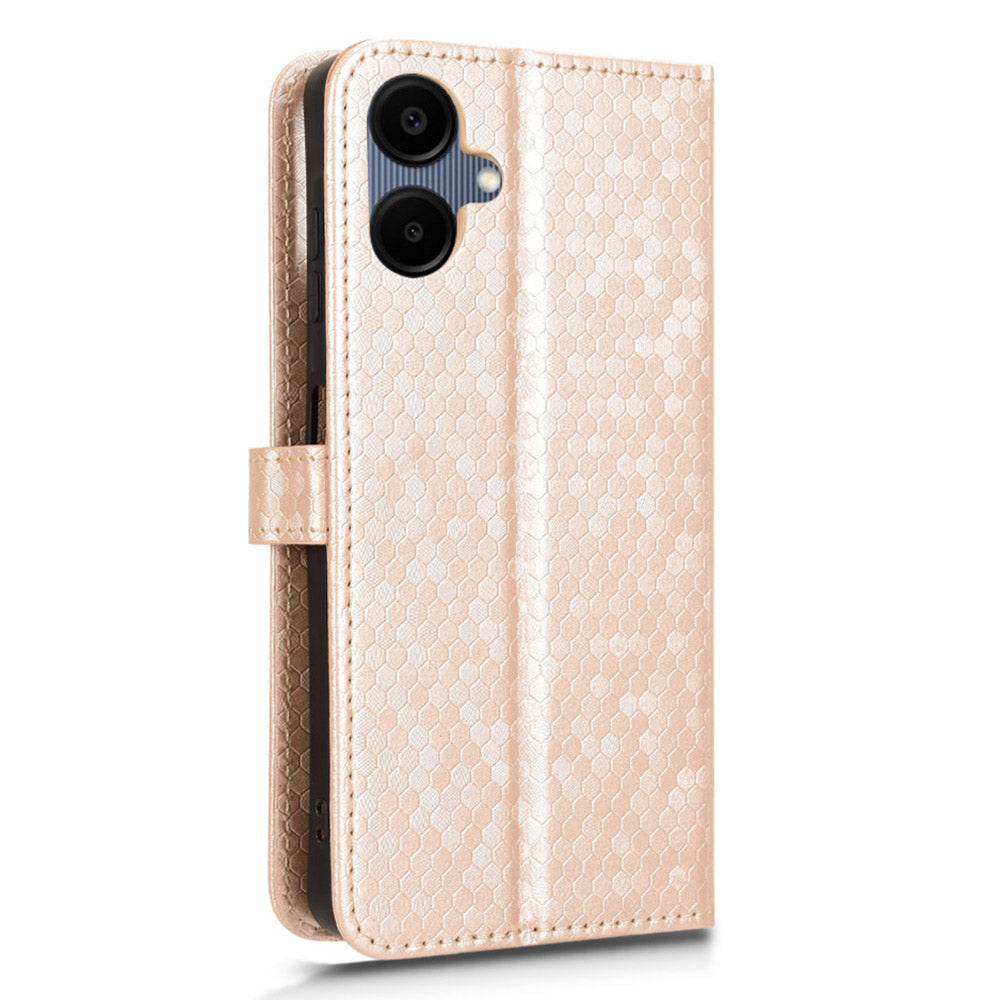For Samsung Galaxy A06 Wallet Case Dot Pattern Imprint PU Leather Phone Cover - Rose Gold