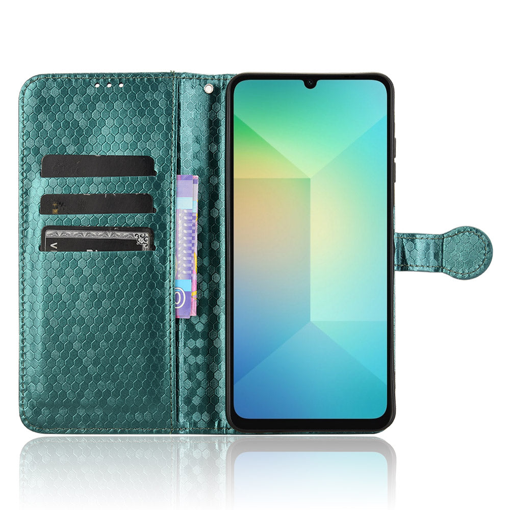 For Samsung Galaxy A06 Wallet Case Dot Pattern Imprint PU Leather Phone Cover - Green