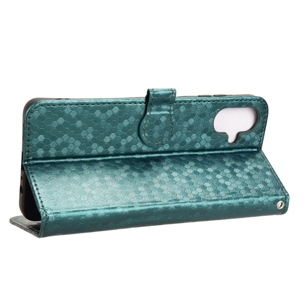 For Samsung Galaxy A06 Wallet Case Dot Pattern Imprint PU Leather Phone Cover - Green
