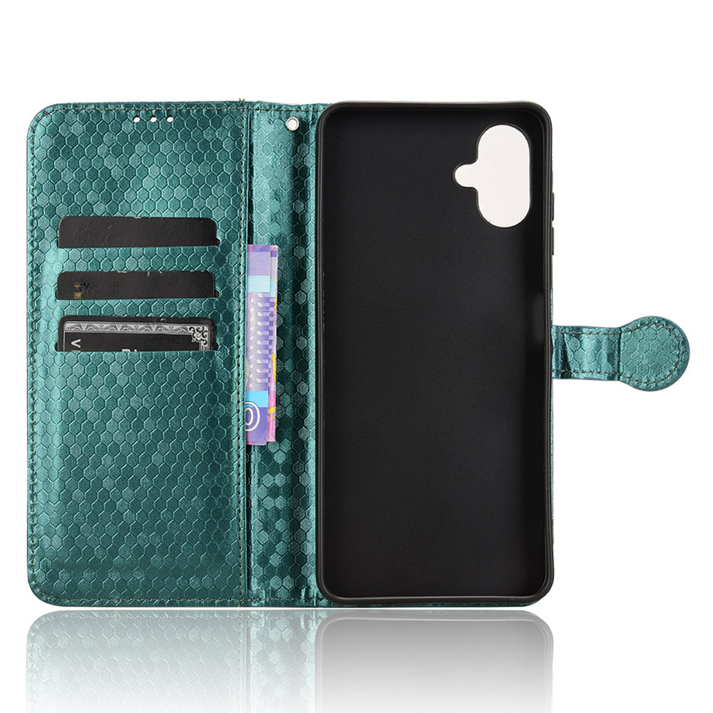 For Samsung Galaxy A06 Wallet Case Dot Pattern Imprint PU Leather Phone Cover - Green