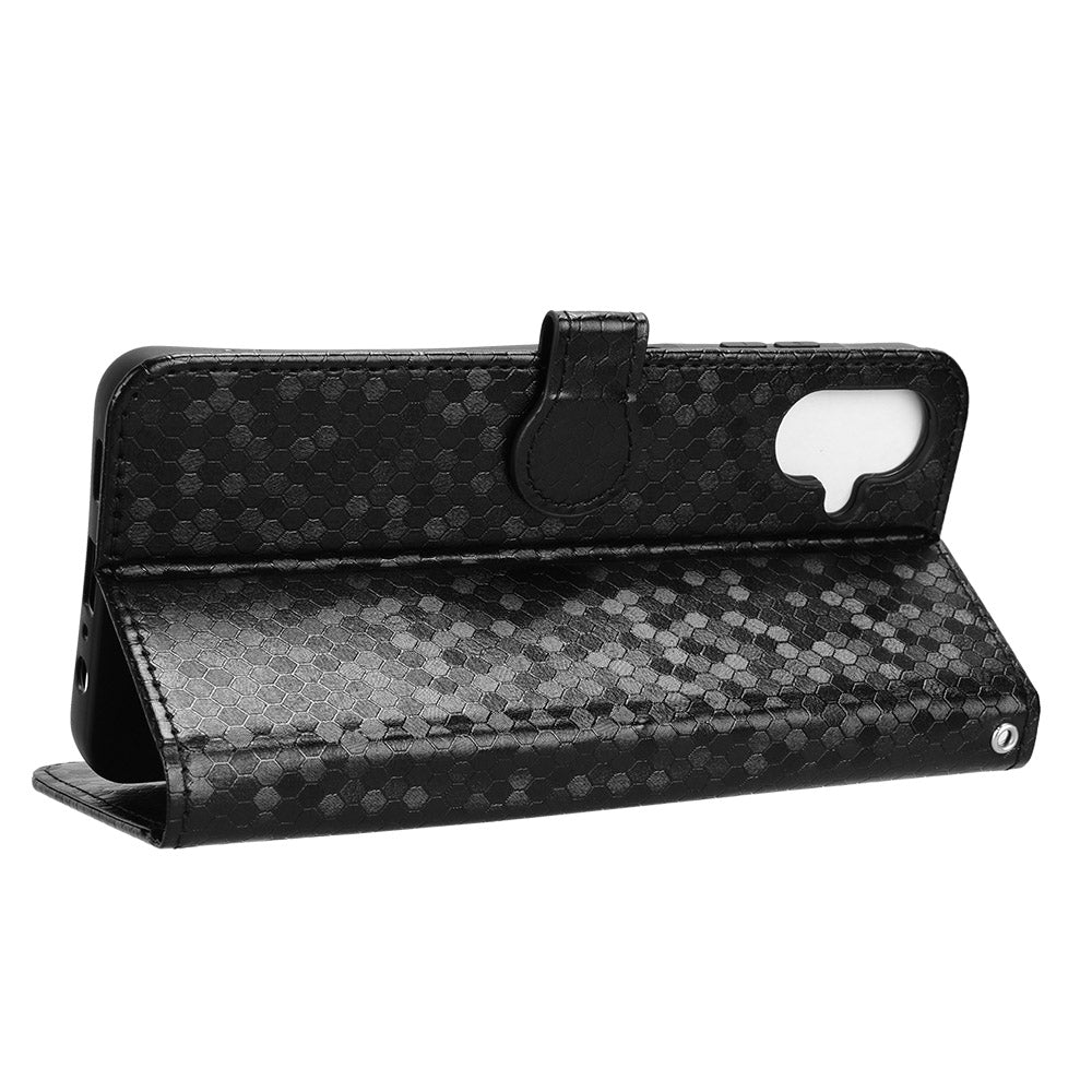 For Samsung Galaxy A06 Wallet Case Dot Pattern Imprint PU Leather Phone Cover - Black