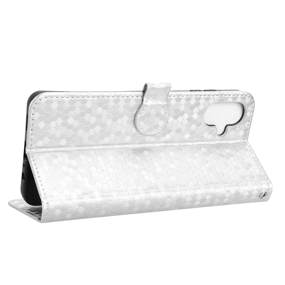 For Samsung Galaxy A06 Wallet Case Dot Pattern Imprint PU Leather Phone Cover - Silver