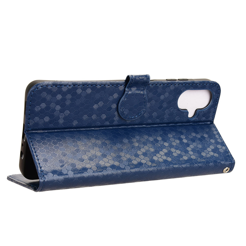 For Samsung Galaxy A06 Wallet Case Dot Pattern Imprint PU Leather Phone Cover - Dark Blue