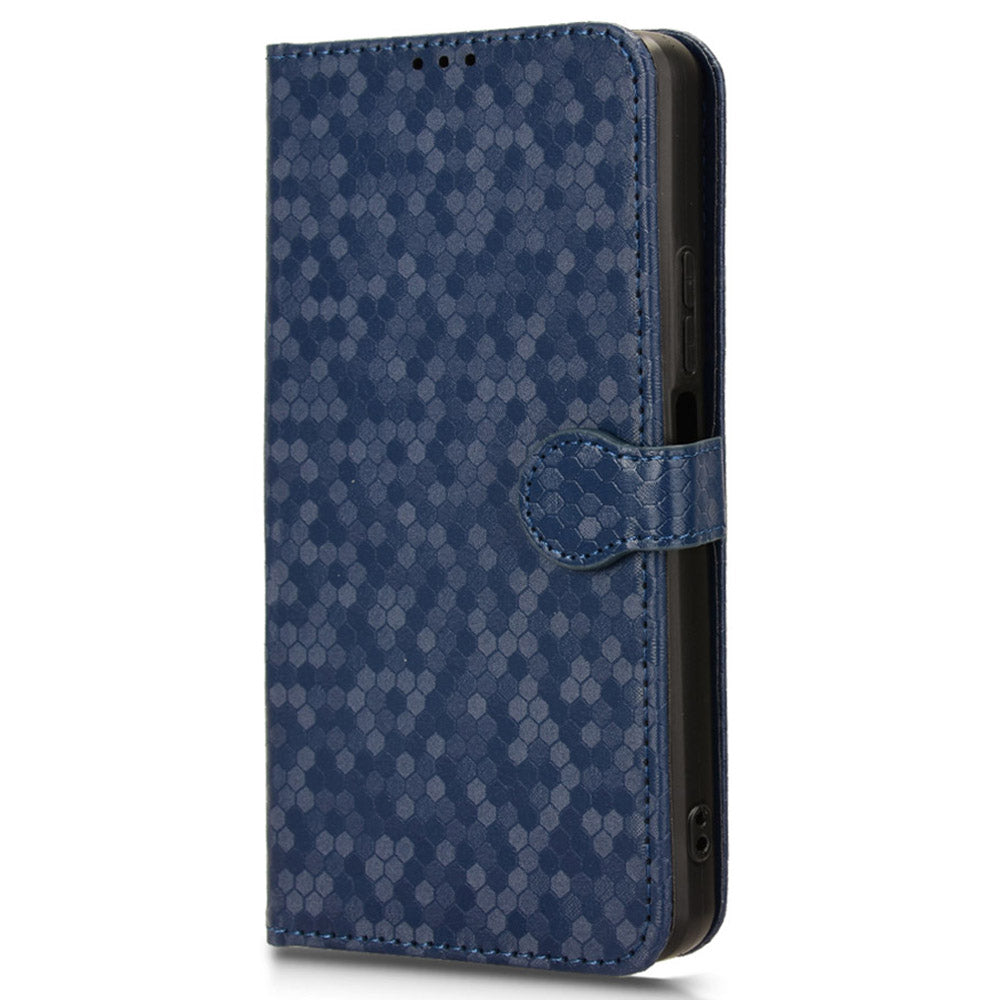 For Samsung Galaxy A06 Wallet Case Dot Pattern Imprint PU Leather Phone Cover - Dark Blue
