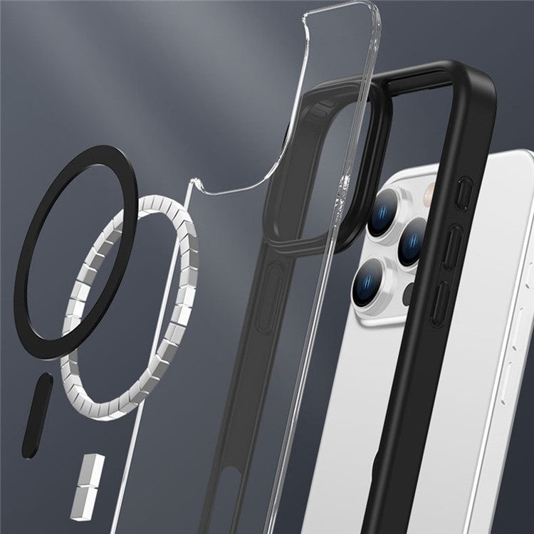 For iPhone 16 Pro Case Clear Phone Cover PC +TPU Compatible with MagSafe - Black