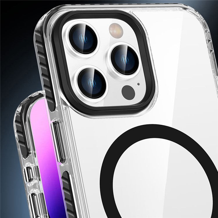 For iPhone 16 Pro Magnetic Case Clear Phone Cover PC +TPU Anti-slip Compatible with MagSafe - Transparent