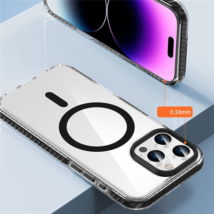 For iPhone 16 Pro Magnetic Case Clear Phone Cover PC +TPU Anti-slip Compatible with MagSafe - Transparent