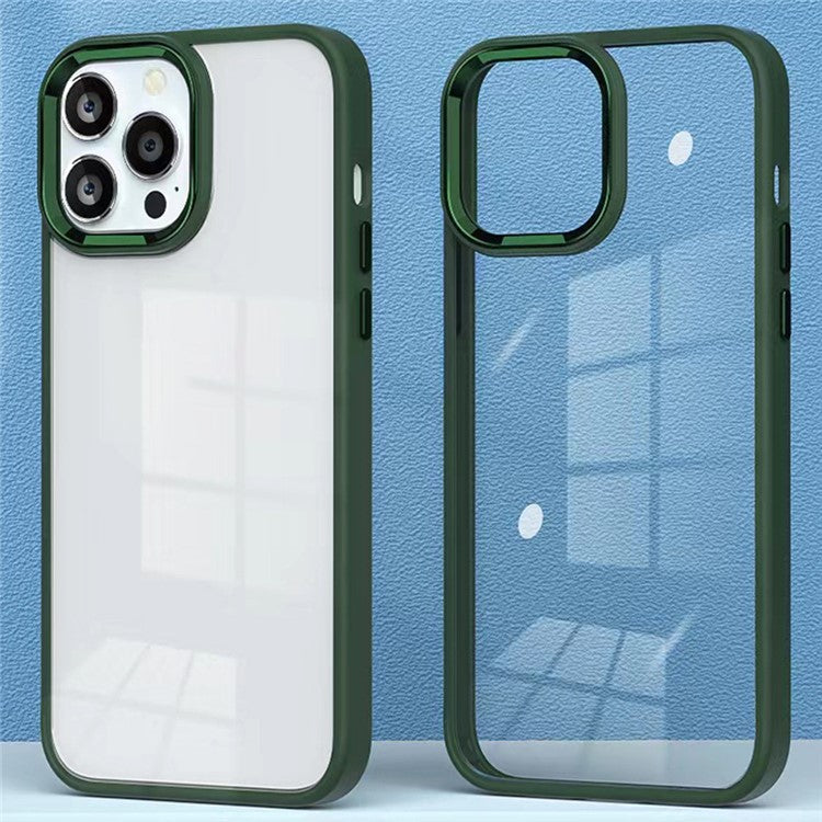 For iPhone 16 Pro Clear Phone Case PC+Silicone Shockproof Back Cover - Blackish Green